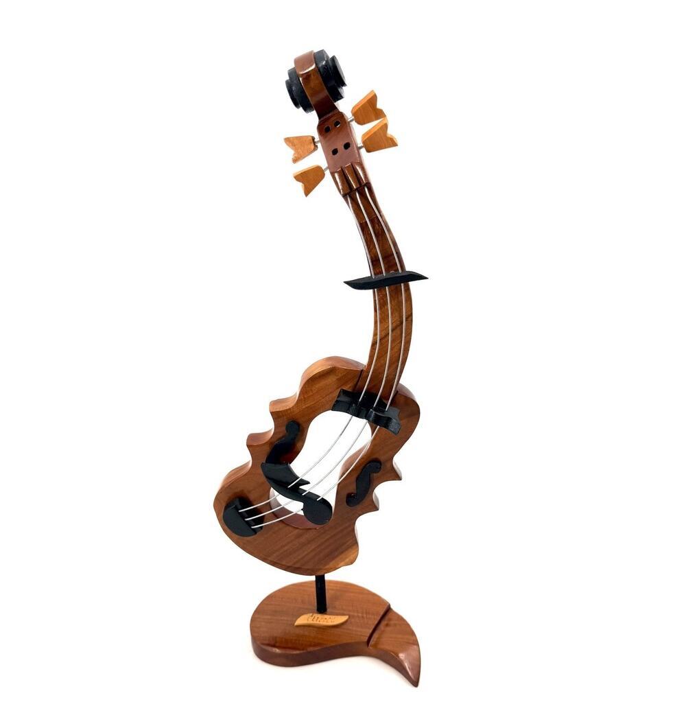 Handmade Violin Wood Sculpture Musical Instrument Decor